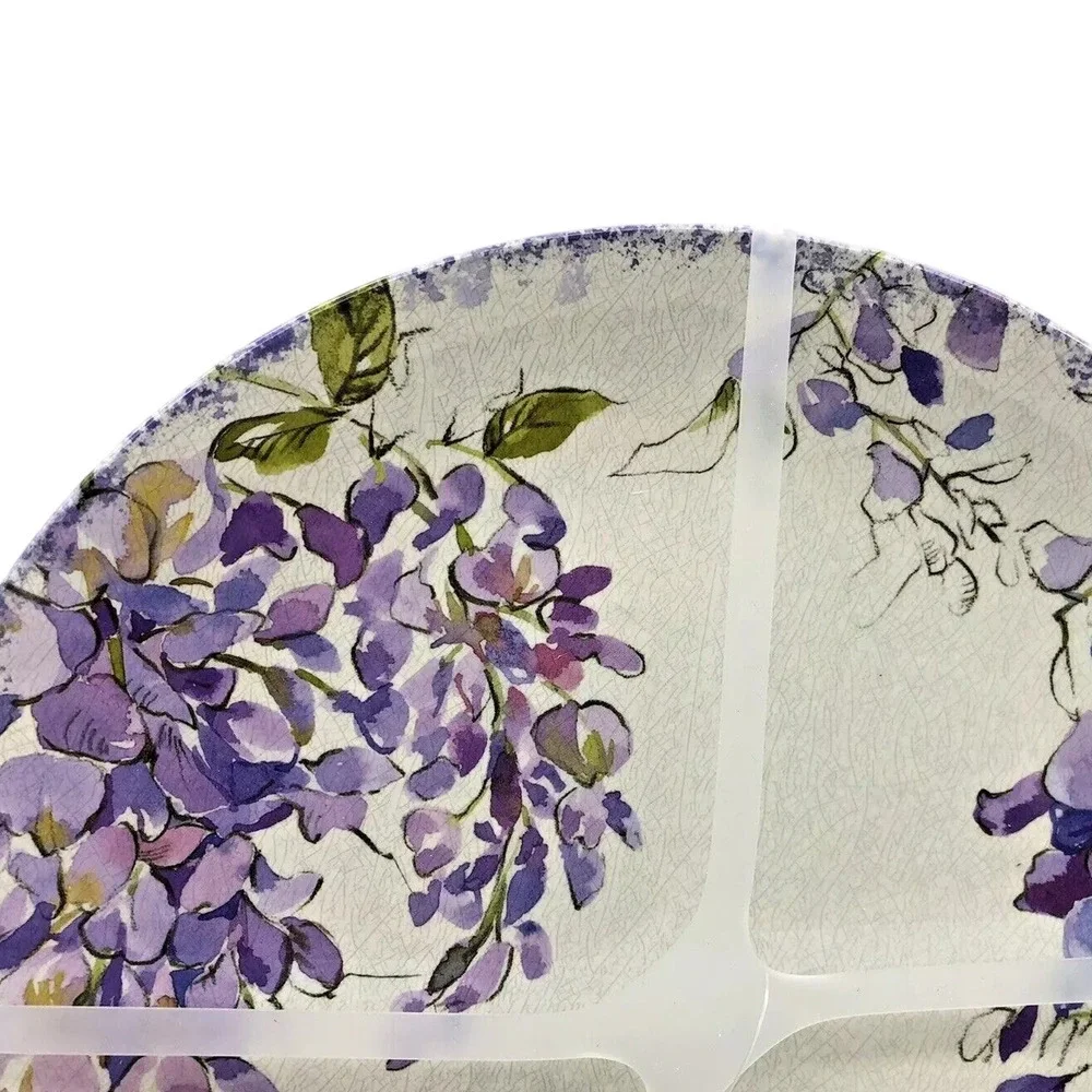 4pc Rachel Ashwell Farmhouse Purple Floral Melamine Salad Plates 9